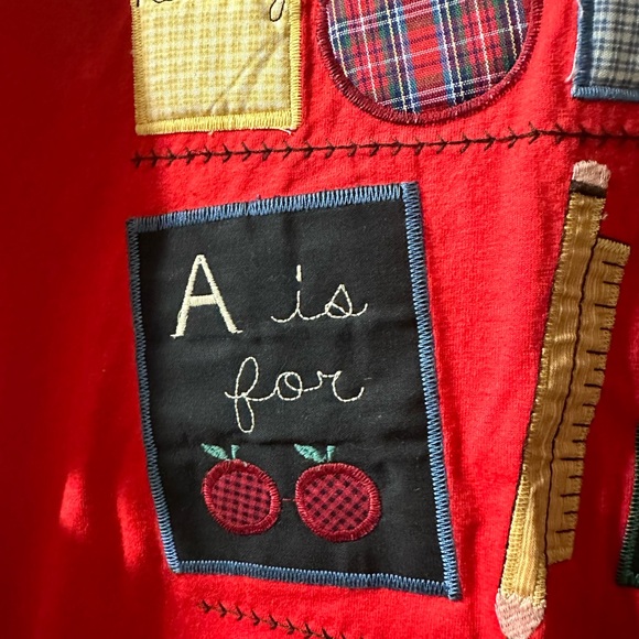 New Handcrafted Teachers Shirt Valorie’s Folk Art Appliqué, Size L - Picture 12 of 14